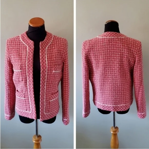 Anne Carson S Barbiecore Elle Woods Dainty Preppy Boucle Silk Tweed Blazer - Picture 5 of 13